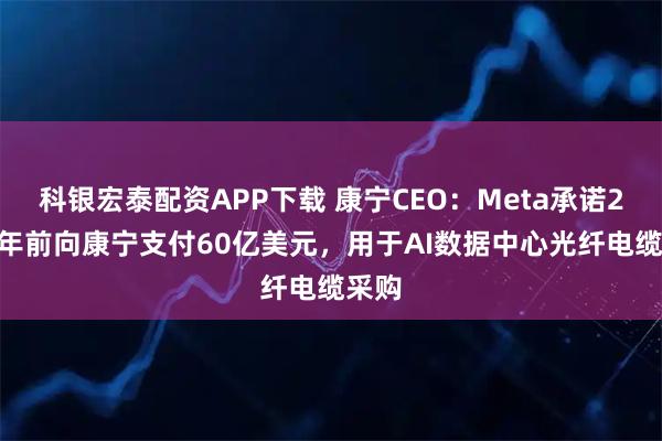 科银宏泰配资APP下载 康宁CEO：Meta承诺2030年前向康宁支付60亿美元，用于AI数据中心光纤电缆采购